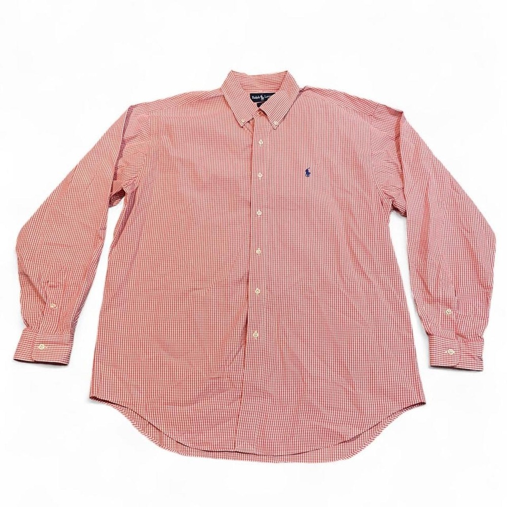Ralph Lauren Blake checkered gingham cotton button-up red white shirt Size L